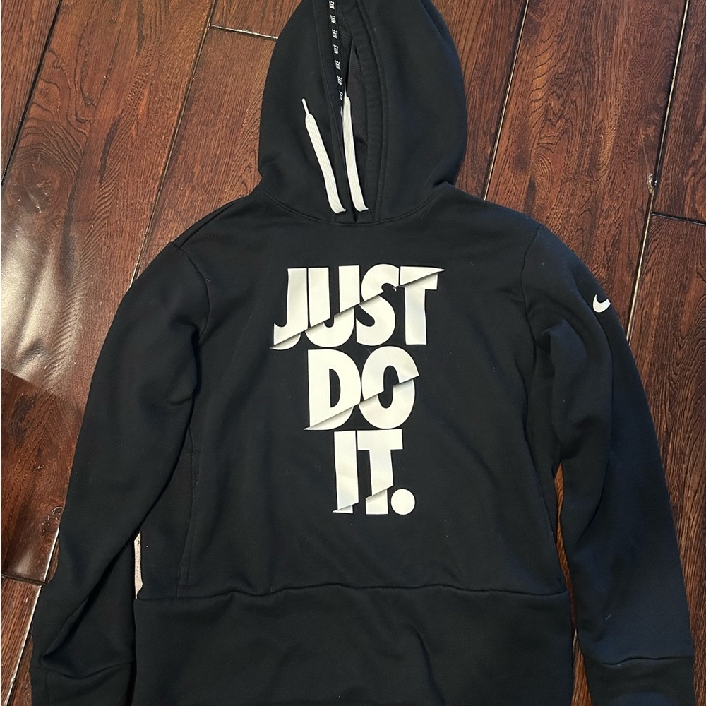 Nike Black Hoodie with Bold White Text